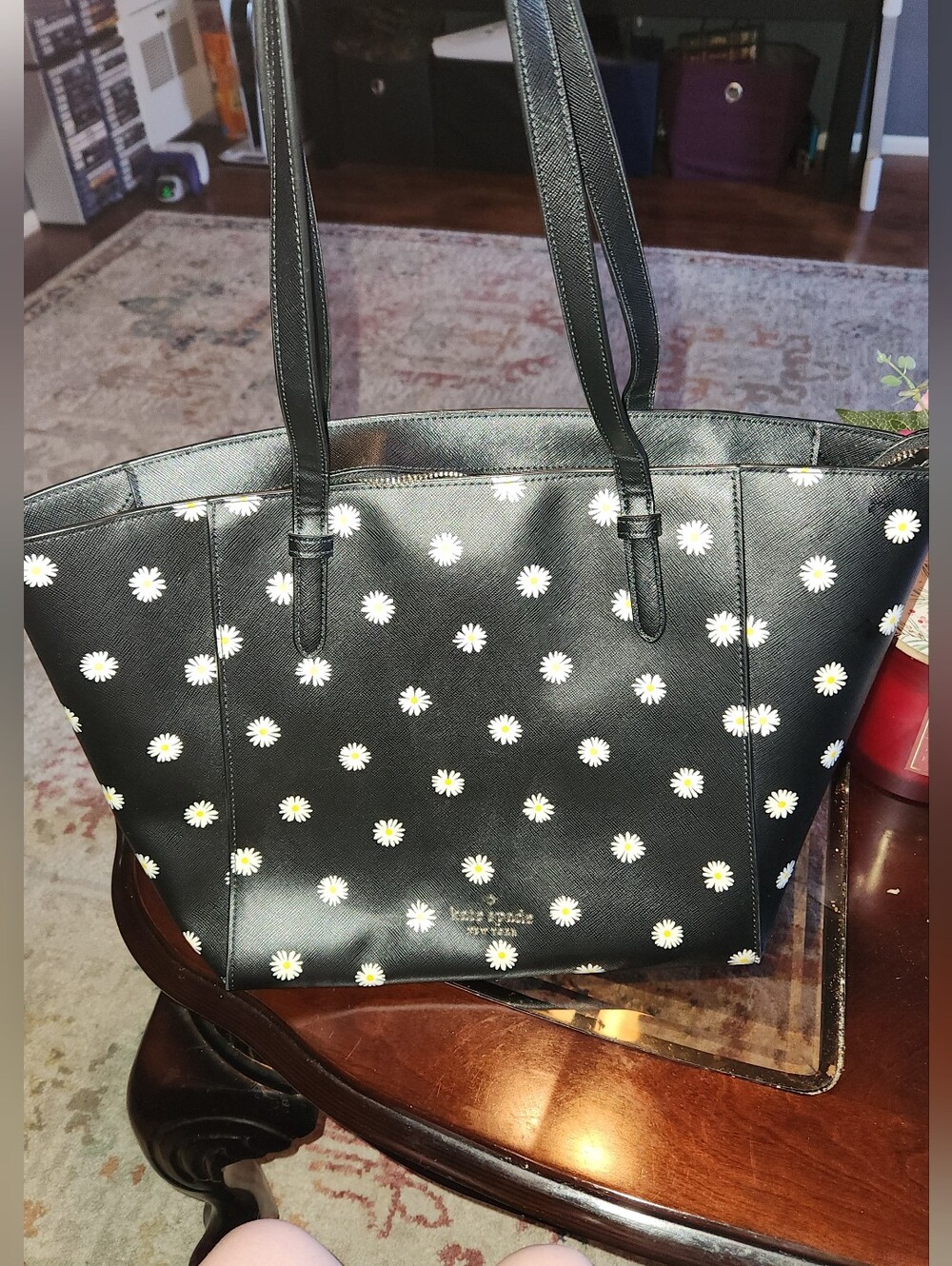 Kate Spade Black Daisy-Print Tote Bag - Picture 2 of 3